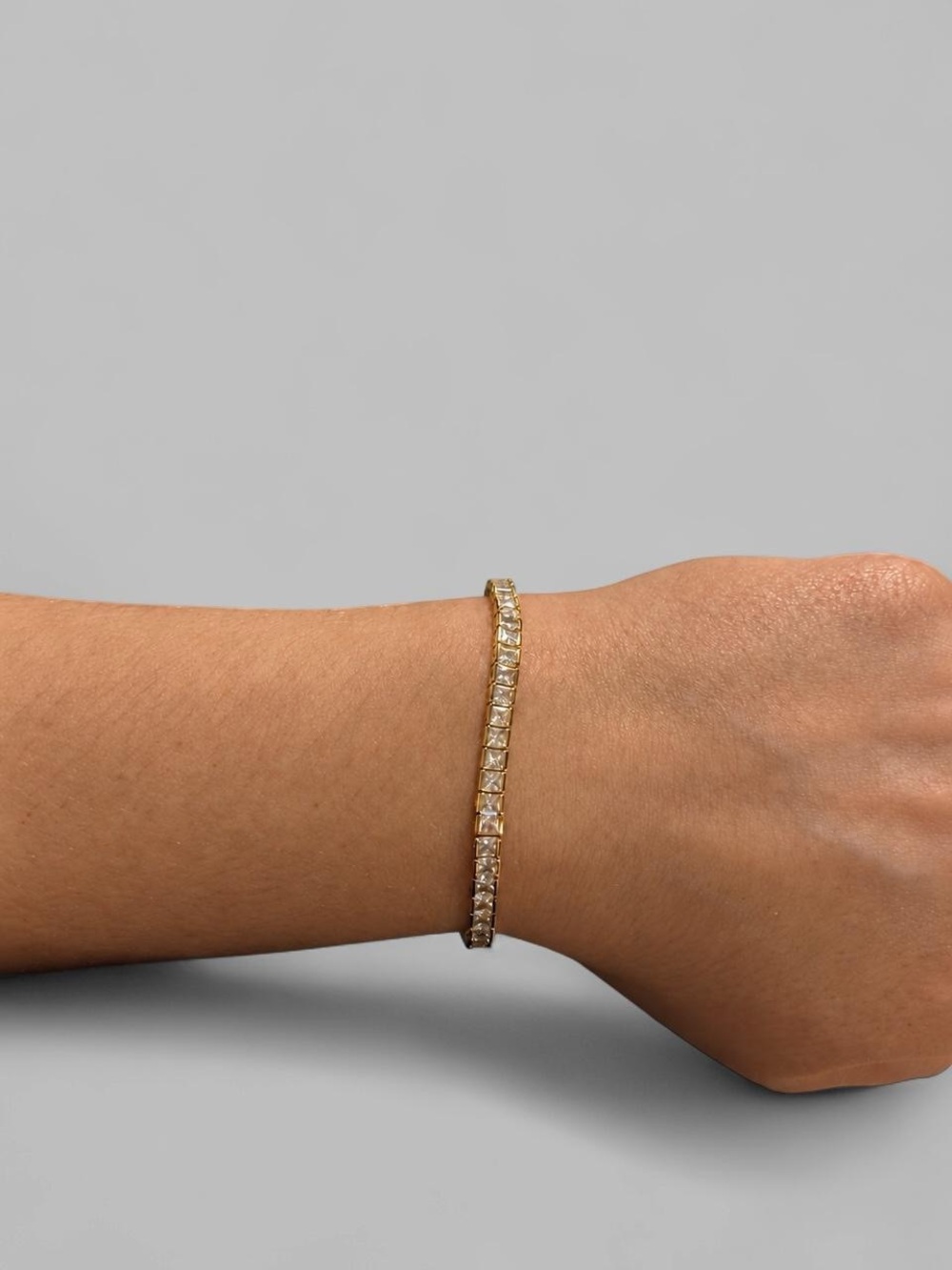 18k Gold-Filled Tennis Bracelet with Clear CZ Stones